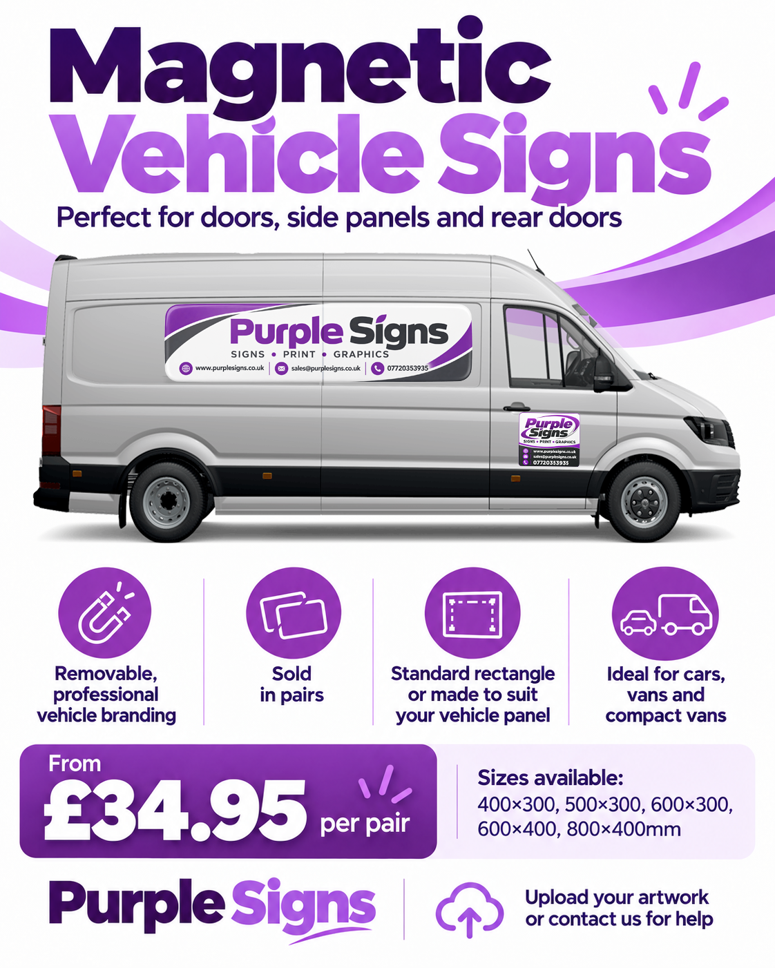 Magnetic Vehicle Signs on large van side panel and door